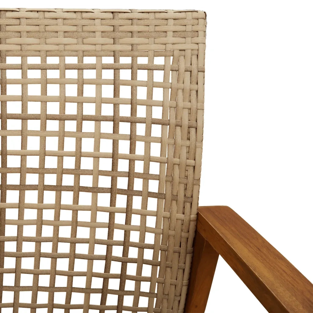 Panca da Giardino-Panca da esterno Beige 112 cm in Polyrattan e Legno di Acacia