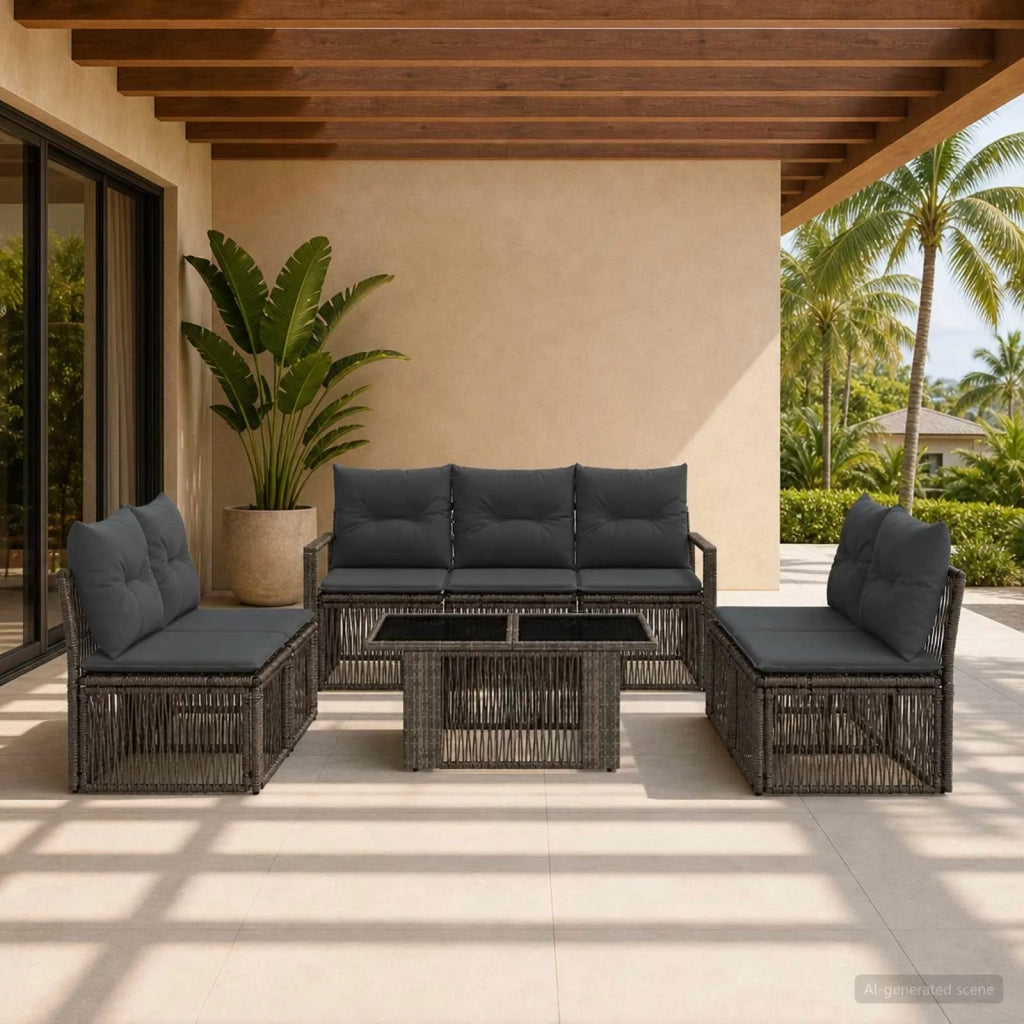 Set Divano da Giardino 8 pz Grigio e Grigio Scuro polyrattan 3437081