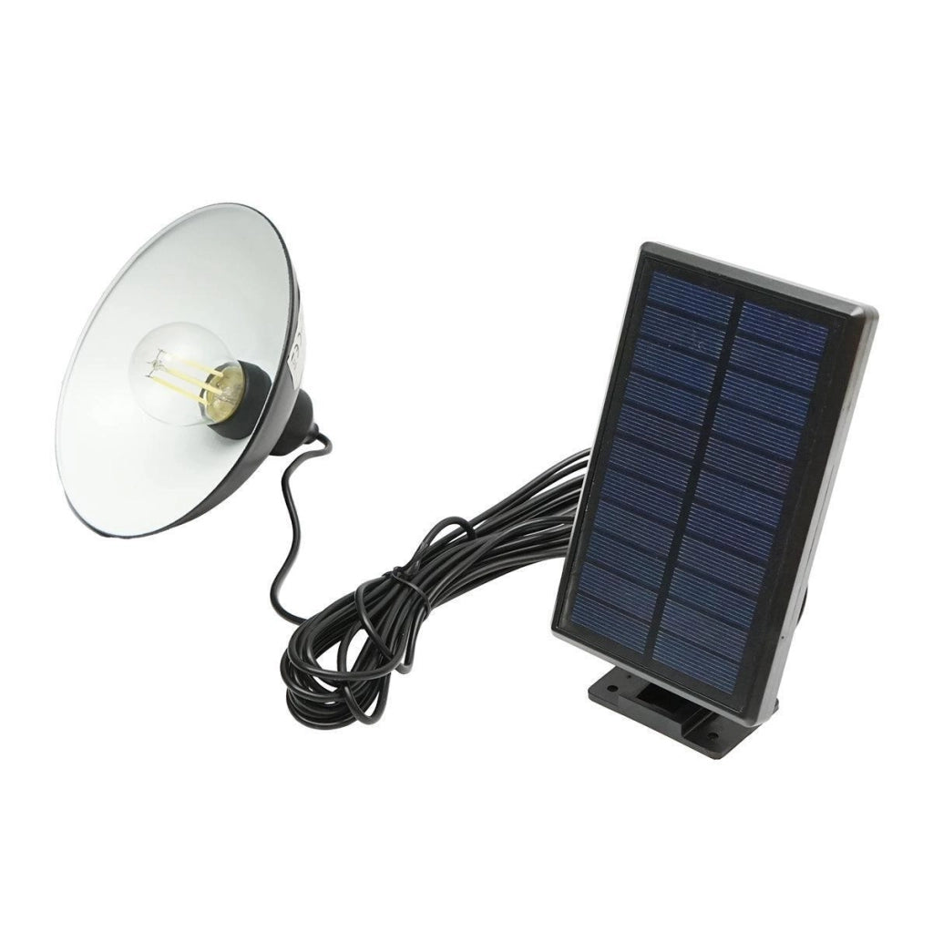Lampada solare LED 2W con pannello solare 1,5W/5,5V, batteria 3,7V/1,2 Ah e paralume IP54