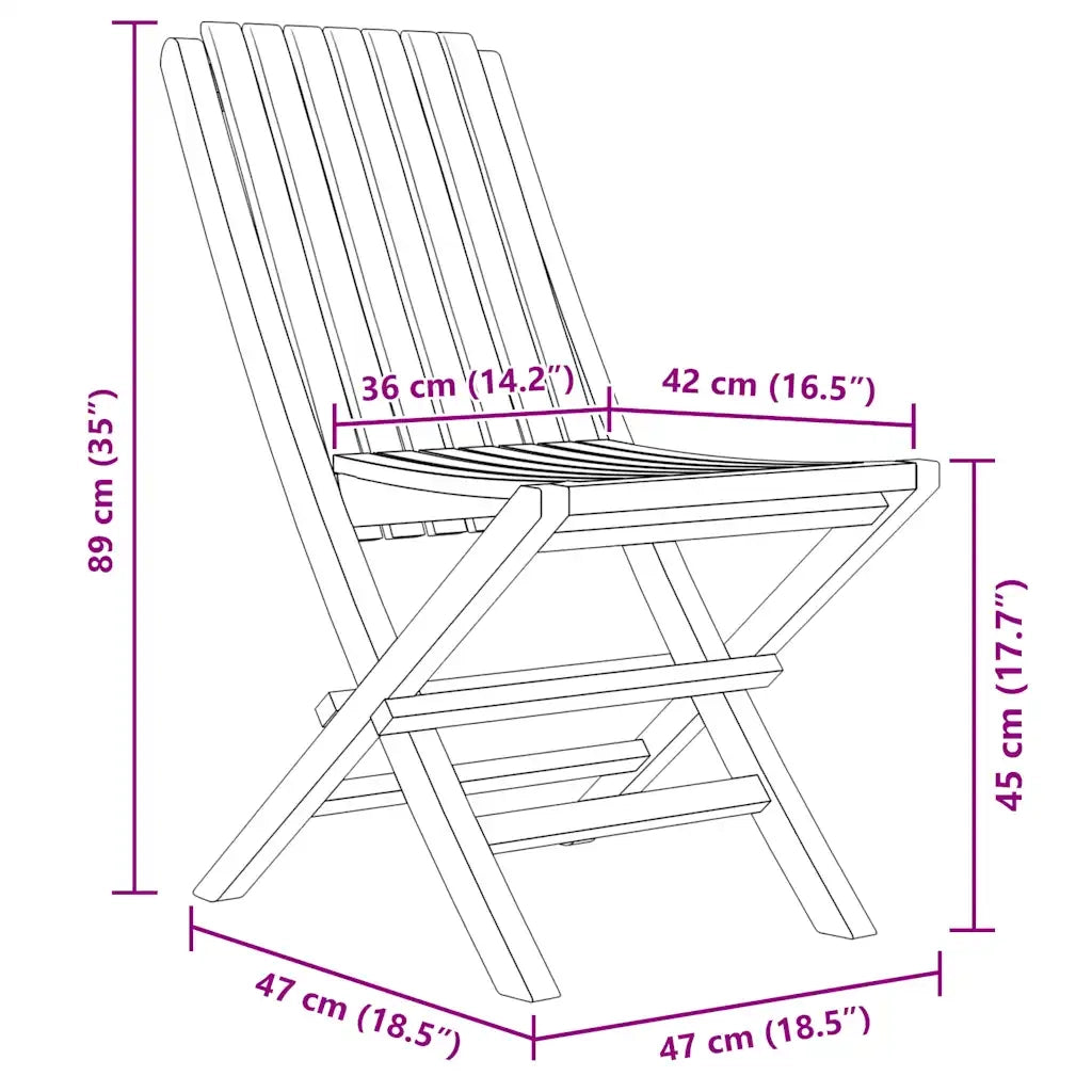 Sedie da Giardino Pieghevoli 8pz 47x47x89cm Legno Massello Teak