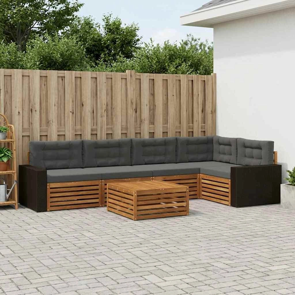 Set di divani da esterno 6 pz Naturale e Antracite Poliestere 3383395