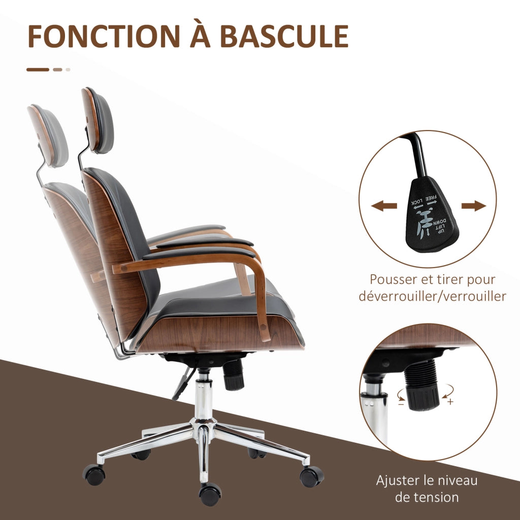 Sedia da ufficio con poggiatesta regolabile e funzione basculante ¨C Zephmum ¨C Nero 66x65x125 cm