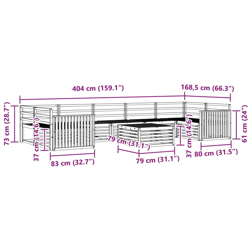 Set di divani da esterno 8 pcs Naturale