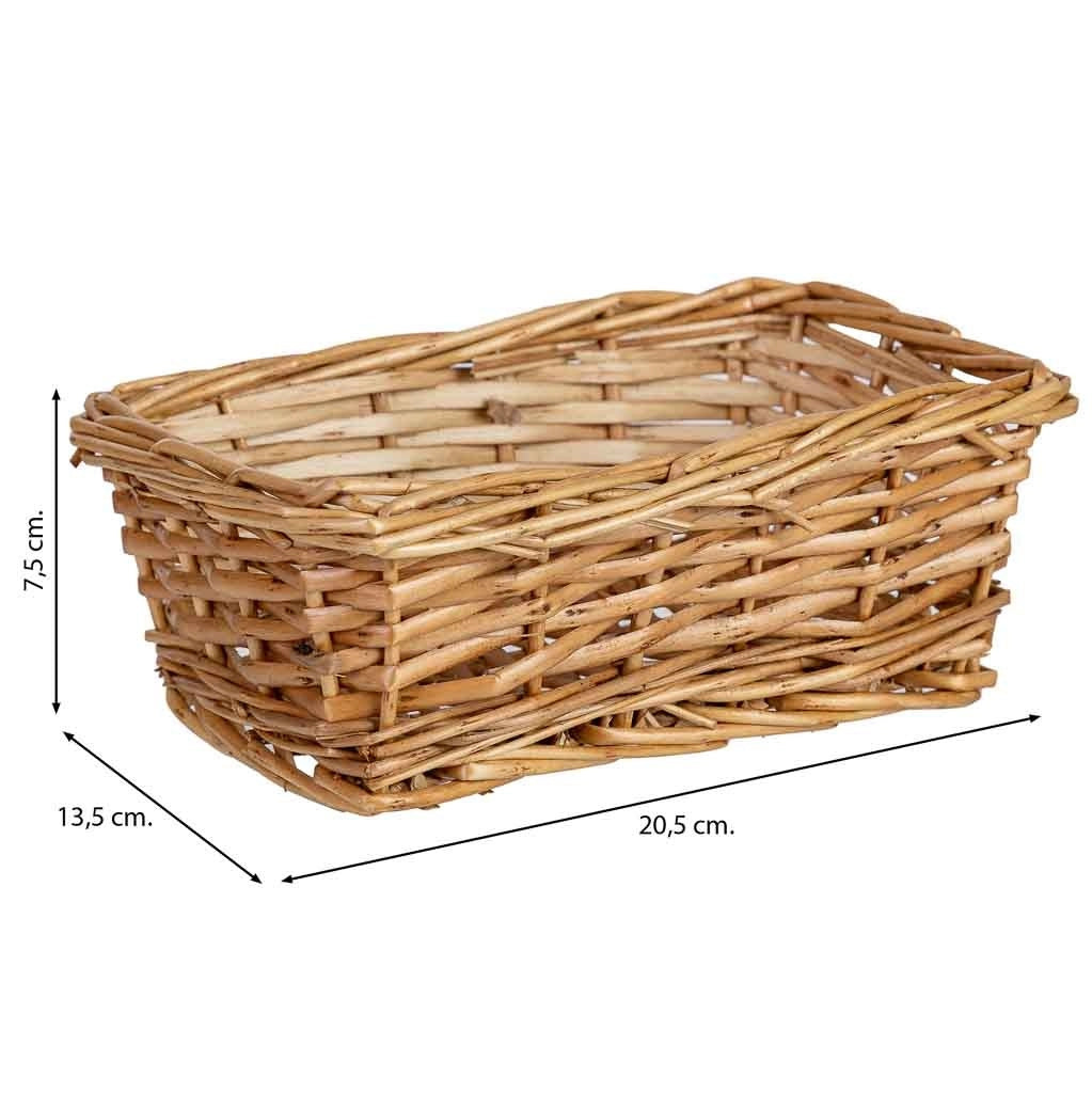 Cesto rettangolare in vimini marrone 20,5x13,5x7,5h cm