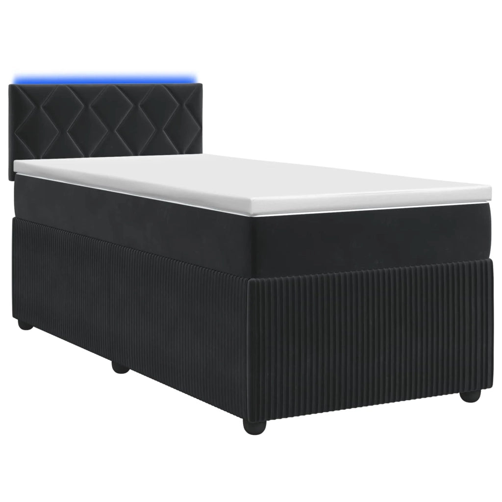 Letto box spring con materasso Nero 90 x 190 cm Velluto 3453055