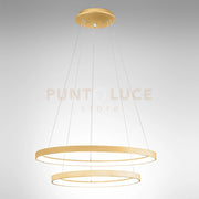 KRIZIA S/2 SOSPENSIONE COLORE ORO A LED 3000K 6000LM 88W DIMMERABILE IN ALLUMINIO D.48-58CM 2 CERCHI