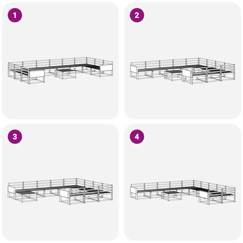 Set di divani da esterno 11 pcs Naturale