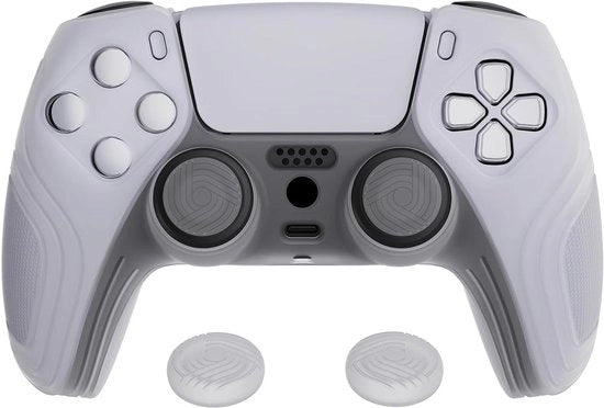 Hoes Anti-slip in Silicone per Controller | Protezione con Grip per PS5 | Pelle Protettiva e Capsule | Bianco Translucido (Edizione Samurai)