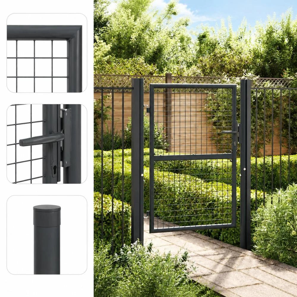 Grid Garden Gate, Galvanized Steel, 100 X 125 Cm, Grey