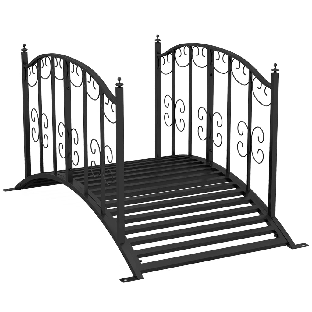 Ponticello da Giardino in Acciaio con Ringhiera ¨C zephmum ¨C Nero 119x67x70 cm