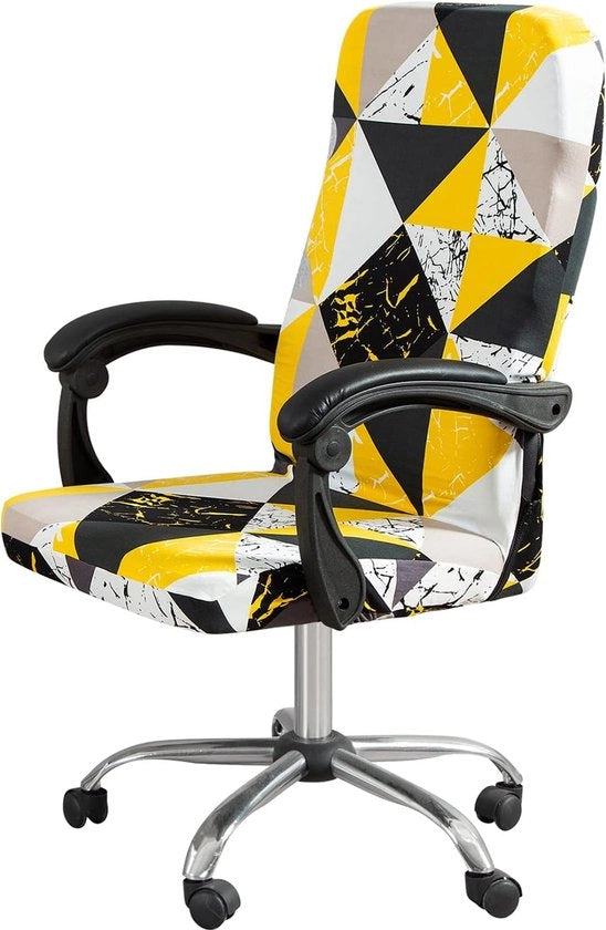 Hoes per sedia da ufficio Sedia Spandex Hoes per sedia da ufficio Hoes per sedia da ufficio Lavabile Rotabile Hoes universali per sedia da ufficio Hoes per sedia da ufficio per bracciere per computer Sedia (nero giallo, L)