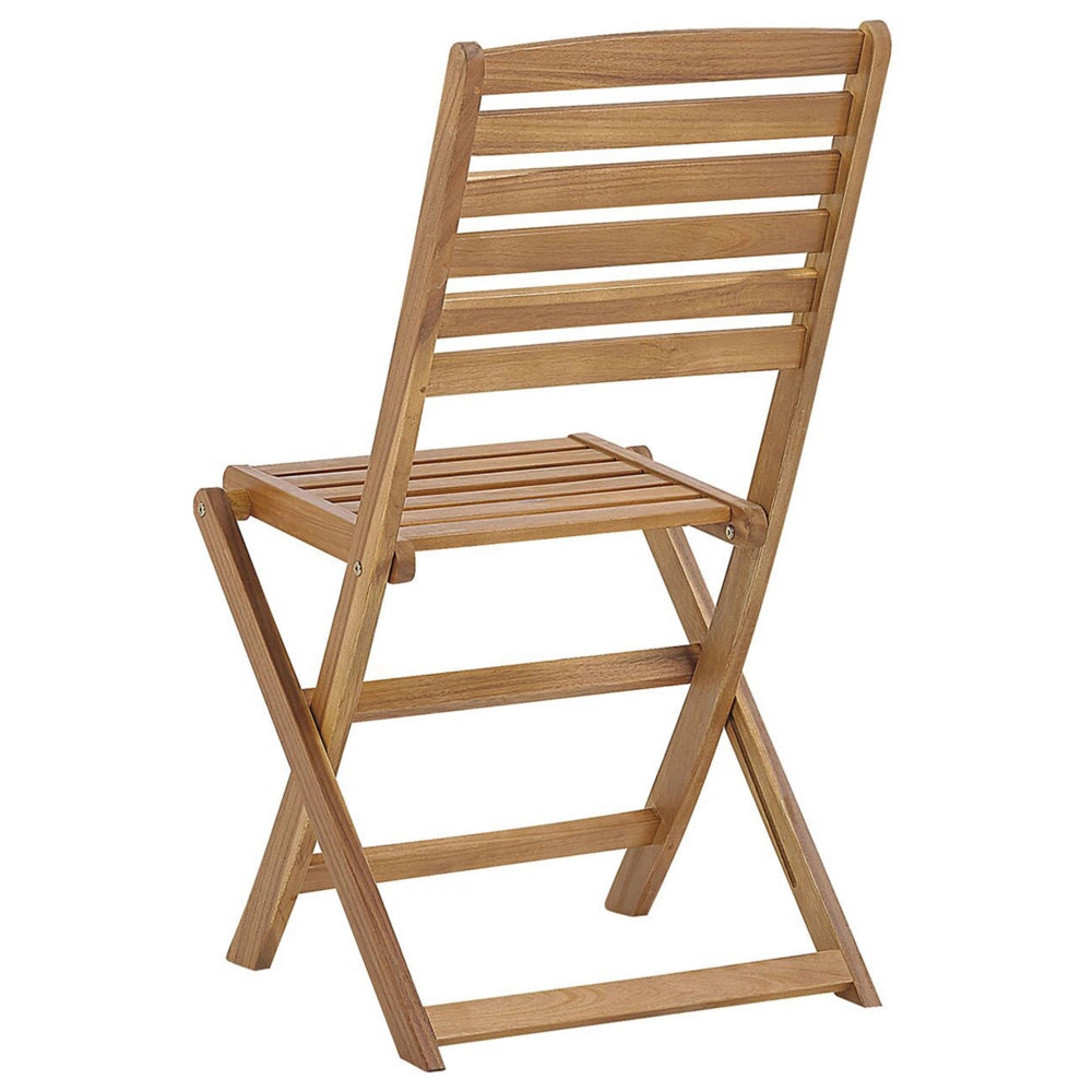 Set da pranzo da giardino in 7 pezzi Tavolo rotondo in legno di acacia chiaro e 6 sedie a doghe pieghevoli