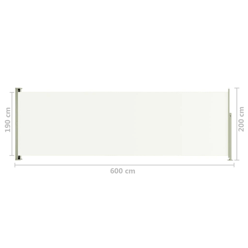 Tenda da sole laterale retrattile/schermo privacy per patio giardino terrazza balcone 200 x 600 cm crema 02_0007364