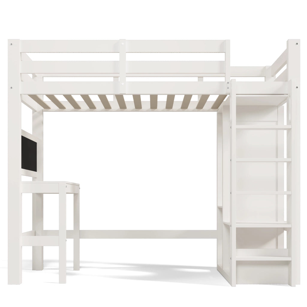 Letto a Soppalco con Scrivania e Armadio Aperto ¨C MINIMAL ¨C 90x200, Bianco