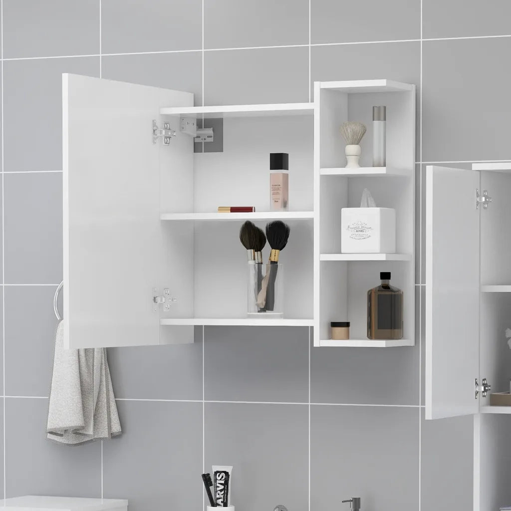 Armadietto a Specchio | Armadio da bagno Bianco 62,5x20,5x64 cm Legno Multistrato