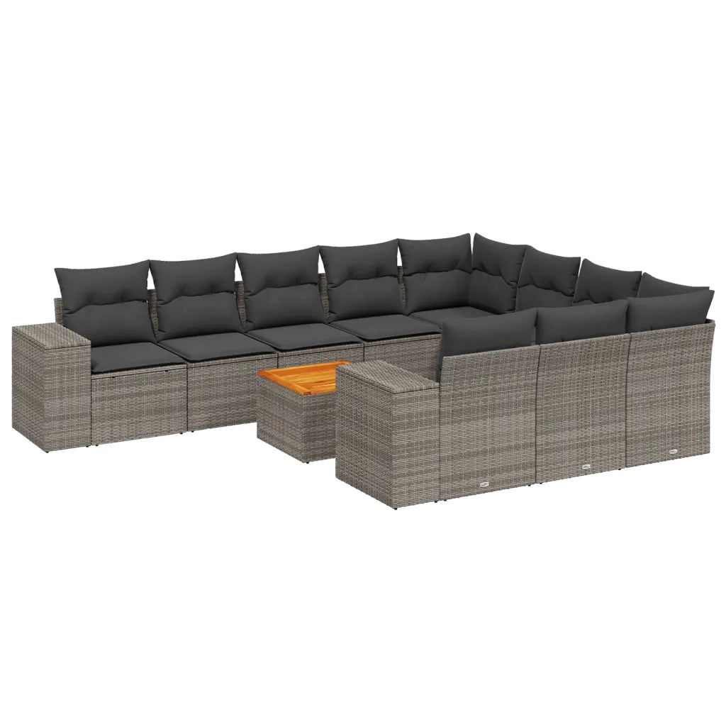 Set Divani da Giardino 11 pz con Cuscini in Polyrattan Grigio 3257957