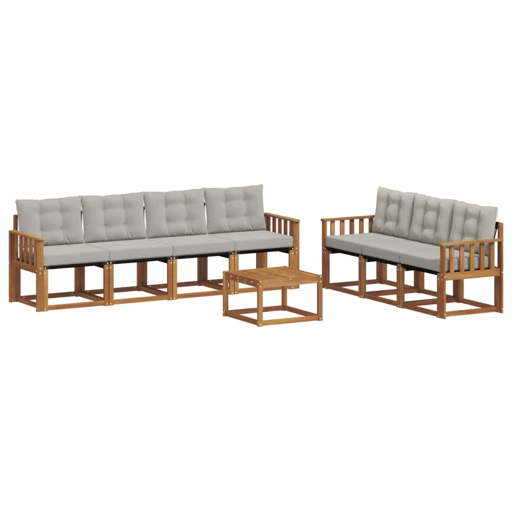 Set di divani da esterno 8 pcs Grigio Naturale e Chiaro