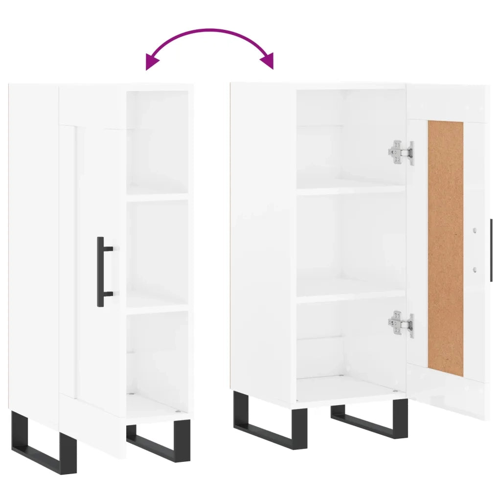 Credenza-Buffet-Armadio da cucina Bianco Lucido 34,5x34x90 cm in Legno Multistrato 397943