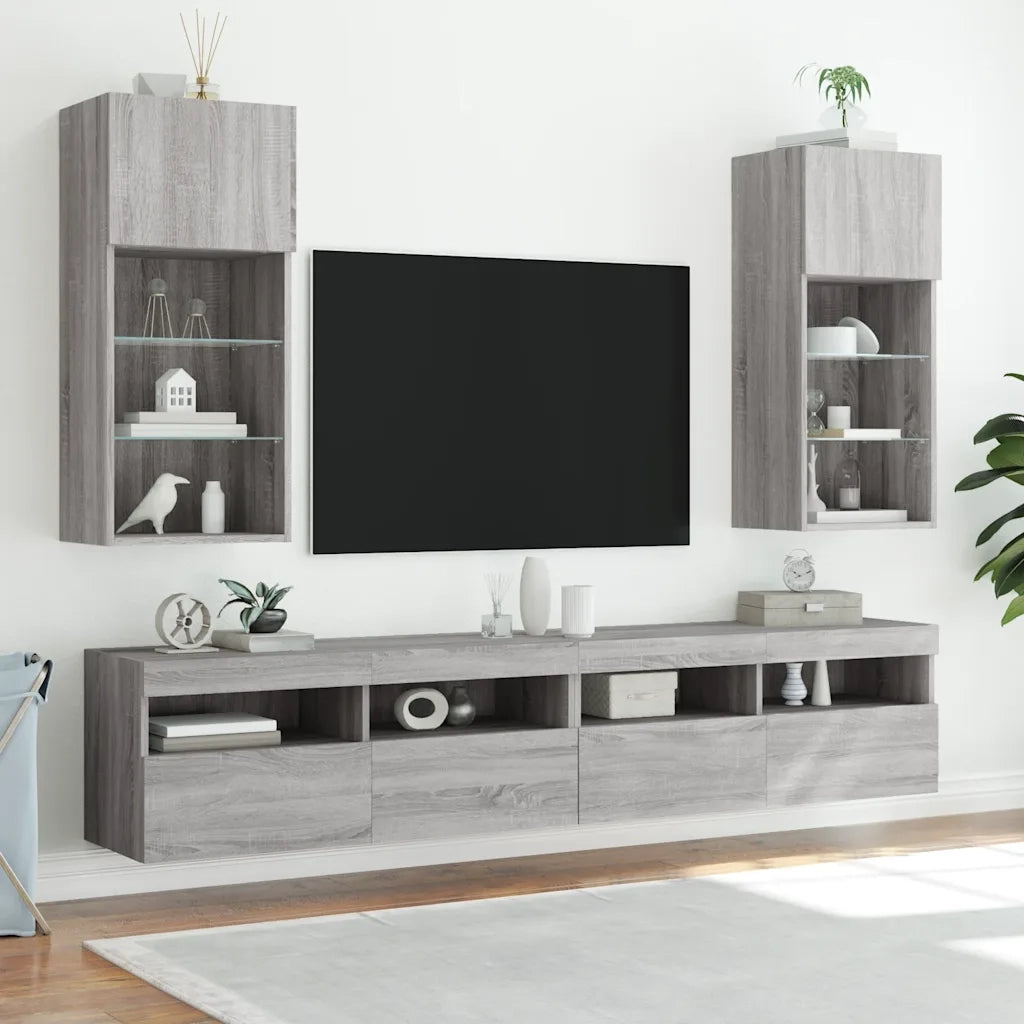 Mobile TV con Luci LED Grigio Sonoma 40,5x30x90 cmcod mxl 134112
