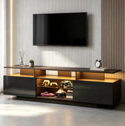 Mobile porta TV 160 x 40 x 45 cm con LED via app; 2 vani chiusi; MDF; nero