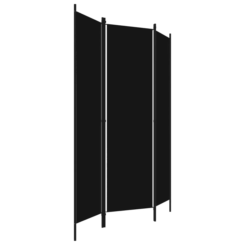 Paravento a 3 Pannelli-Divisorio Nero 150x180 cm