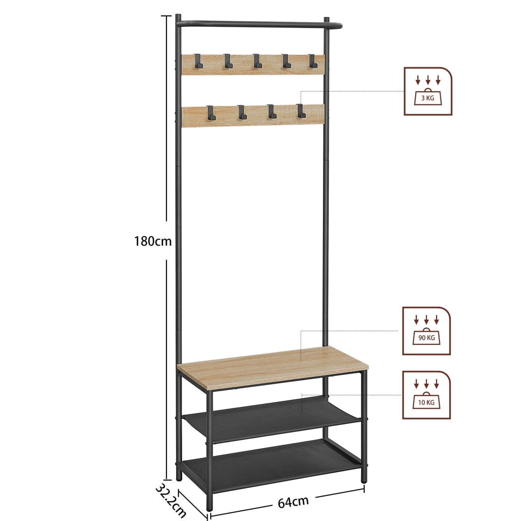 Appendiabiti Valora - Rovere Sonoma con struttura nera