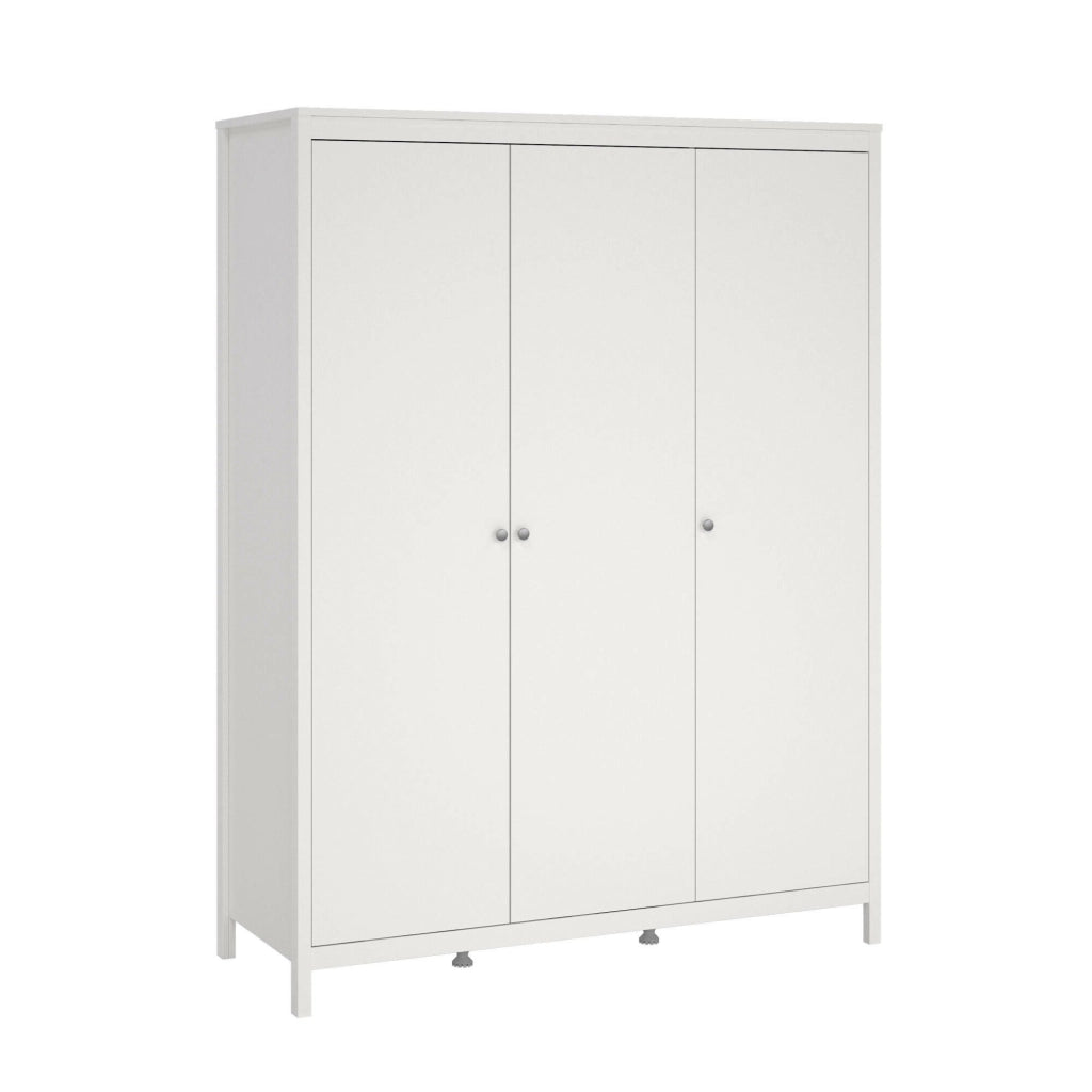 Guardaroba 3 ante Conti, Mobile camera da letto, Cabina armadio portabiti, Armadio appendiabiti, 150x58 h199 cm, Bianco