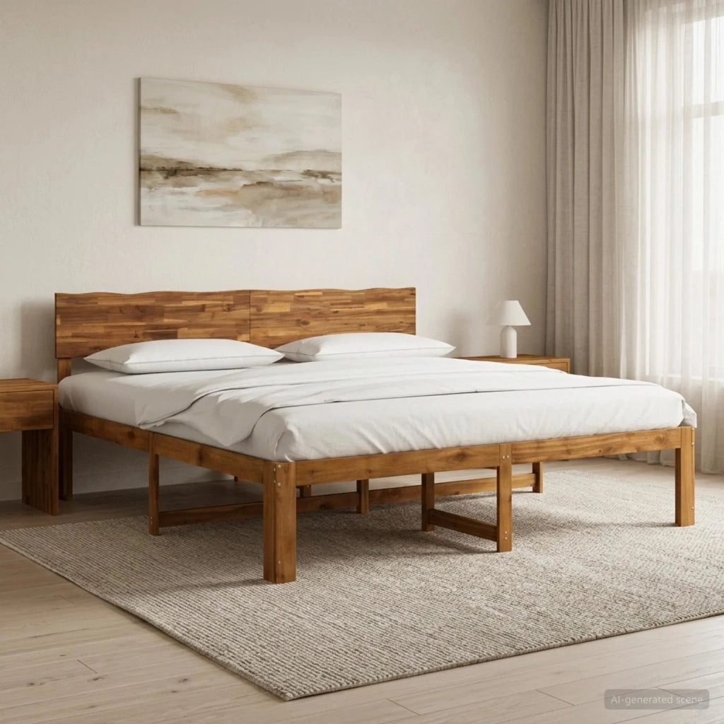 Letto matrimoniale con testiera ROSTOCK Naturale 193 x 203 cm 3405504