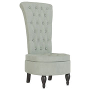 Poltrona | Sedia Schienale Alto Design con Bottoni Velluto Grigio Chiaro