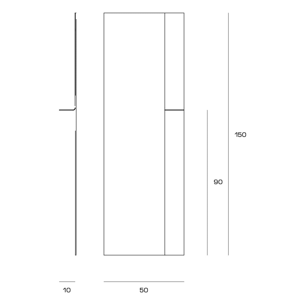 Specchio rettangolare verticale altezza 150 cm con mensola in metallo verniciato arancio