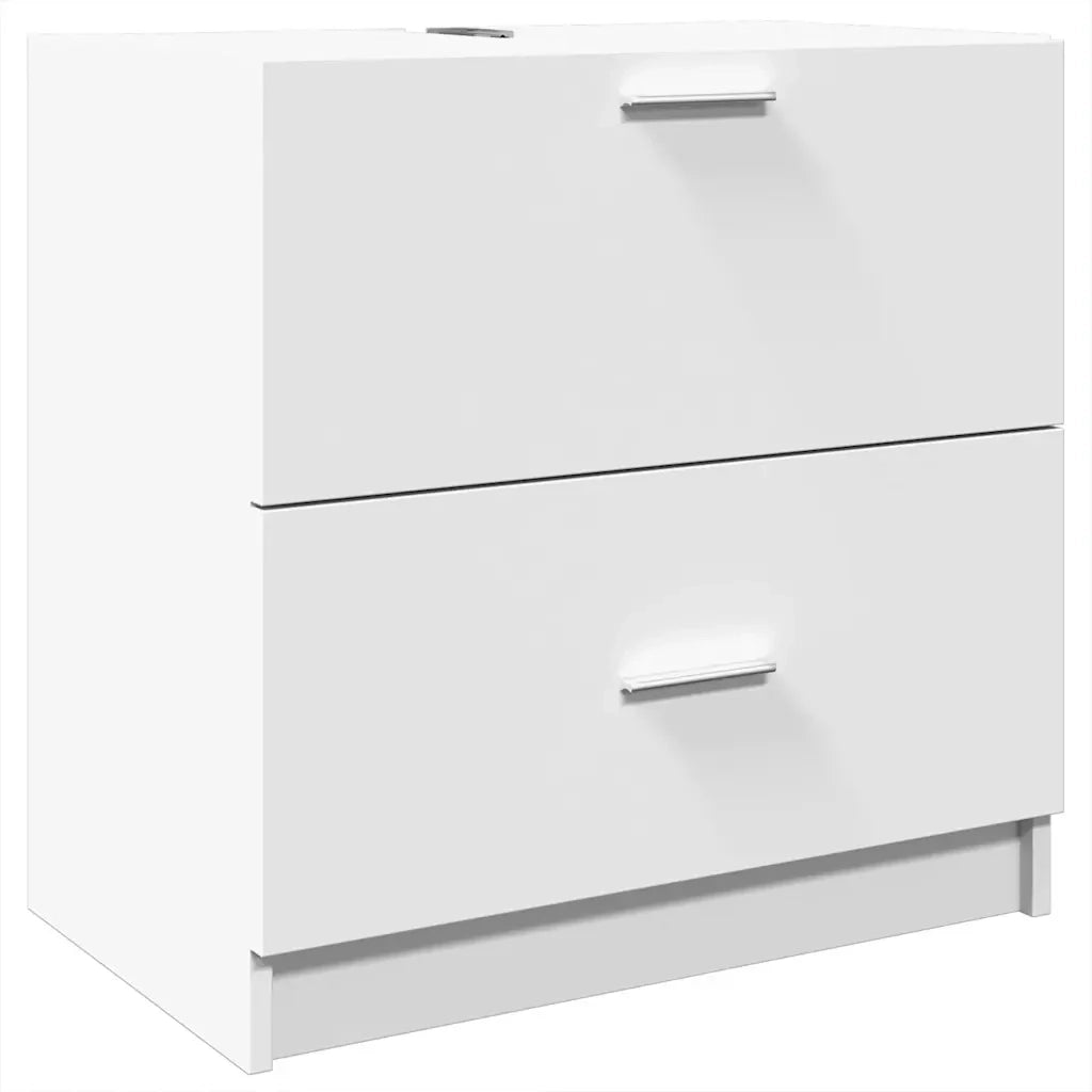 Mobiletto moderno per lavabo da bagno con pratico contenitore 59 x 37 x 59 cm legno composito bianco 02_0049531