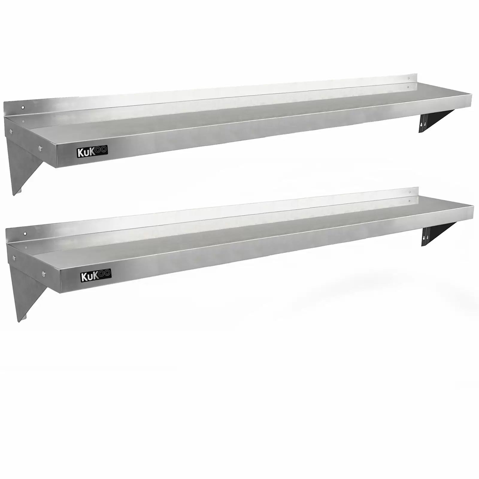 Set 2 Mensole a Muro 194x30 cm per Cucine di Ristoranti Pizzerie in Acciaio Inox