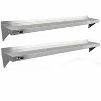 Set 2 Mensole a Muro 194x30 cm per Cucine di Ristoranti Pizzerie in Acciaio Inox