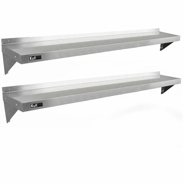 Set 2 Mensole a Muro 194x30 cm per Cucine di Ristoranti Pizzerie in Acciaio Inox
