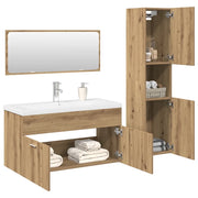 Set Mobili da Bagno 4 pz Rovere Artigianale Legno Multistrato 3328916