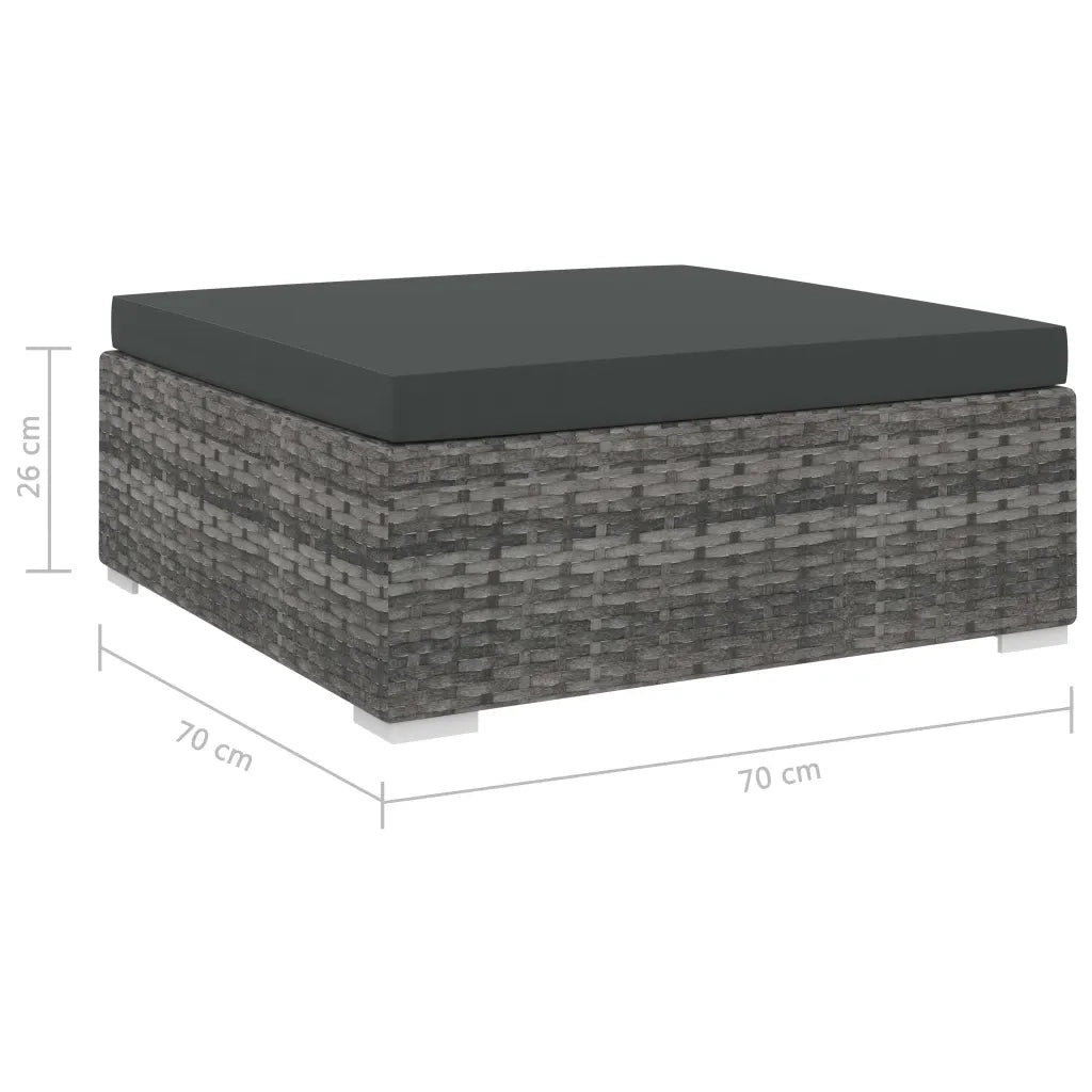 Poggiapiedi Modulare 1 pz con Cuscino in Polyrattan Grigio 46803