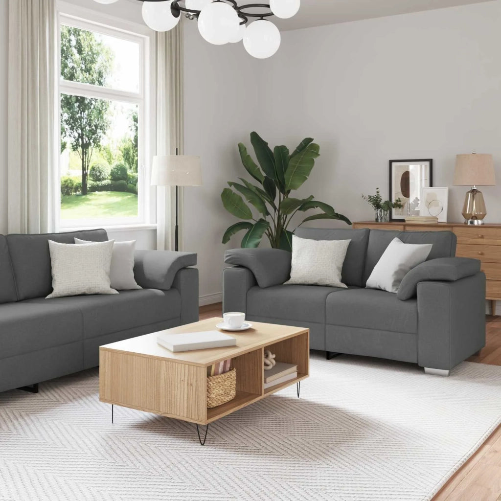 Divano 2 pcs Grigio scuro 219 x 80 x 82 cm Tessuto 3324741