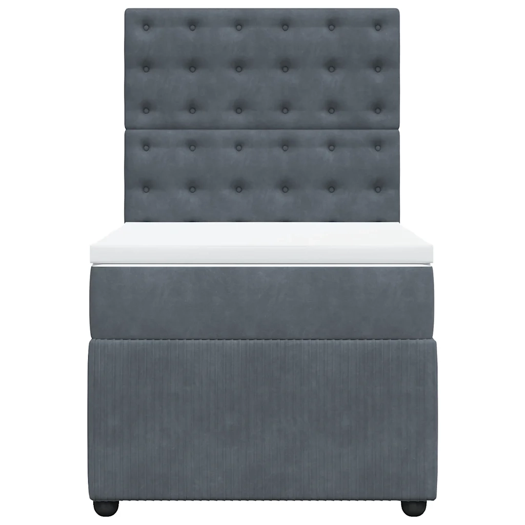 Giroletto a Molle con Materasso Grigio Scuro 100x200 cm Velluto