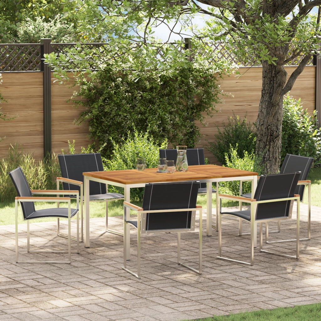 Set da Pranzo da Giardino 7 Pezzi in Legno di Acacia