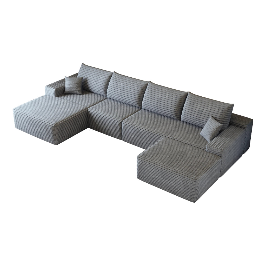 Divano modulare angolare - con seduta profonda e schiuma elastica - in tessuto grigio