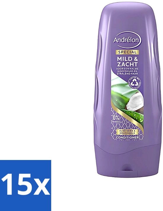 15 x Condizionante per Capelli Sensibili - 300 ml - Idoneo per Capelli Sensibili - Capelli Secchi - Capelli con Pelo Ruvido - Capelli con Pelo Liscio - Profumo di Cocco