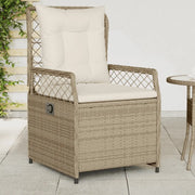 Sedie da Giardino Reclinabili 2 pz Beige Polyrattan 368665