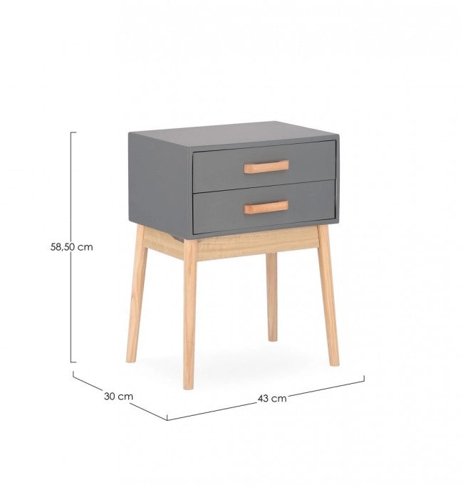 Cassettiera 2 Cassetti Legno Grigio Moderna da Interno - EXCEPTIONAL