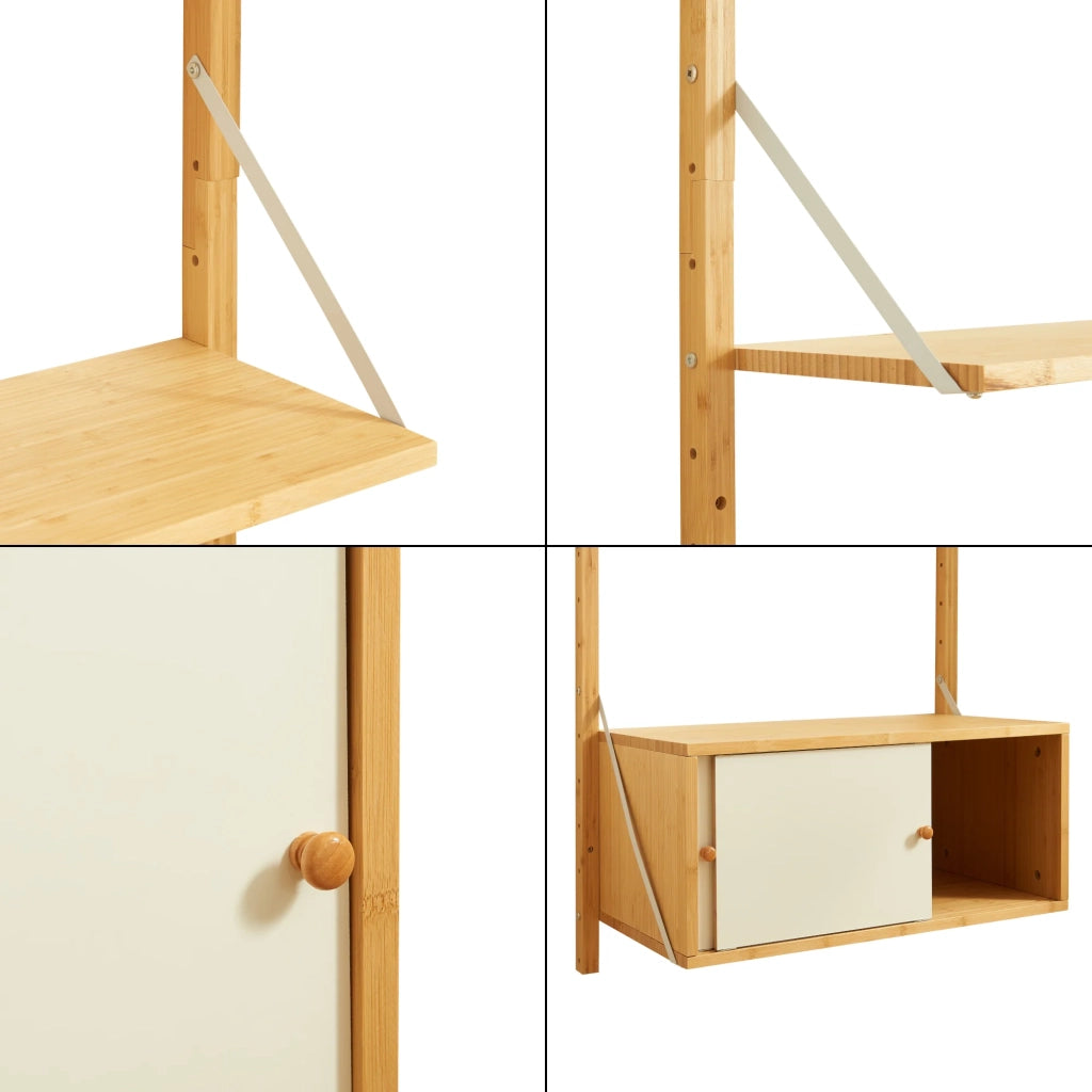 Scaffale dal design senza tempo per soggiorno/camera da letto mobiletto portaoggetti da parete in bambù 176 x 65 x 34 cm finitura naturale 03_0011294