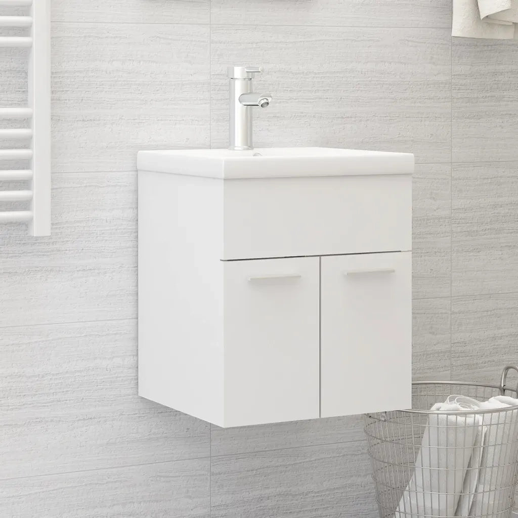 Mobile Bagno con Lavabo Integrato Bianco in Legno Multistrato