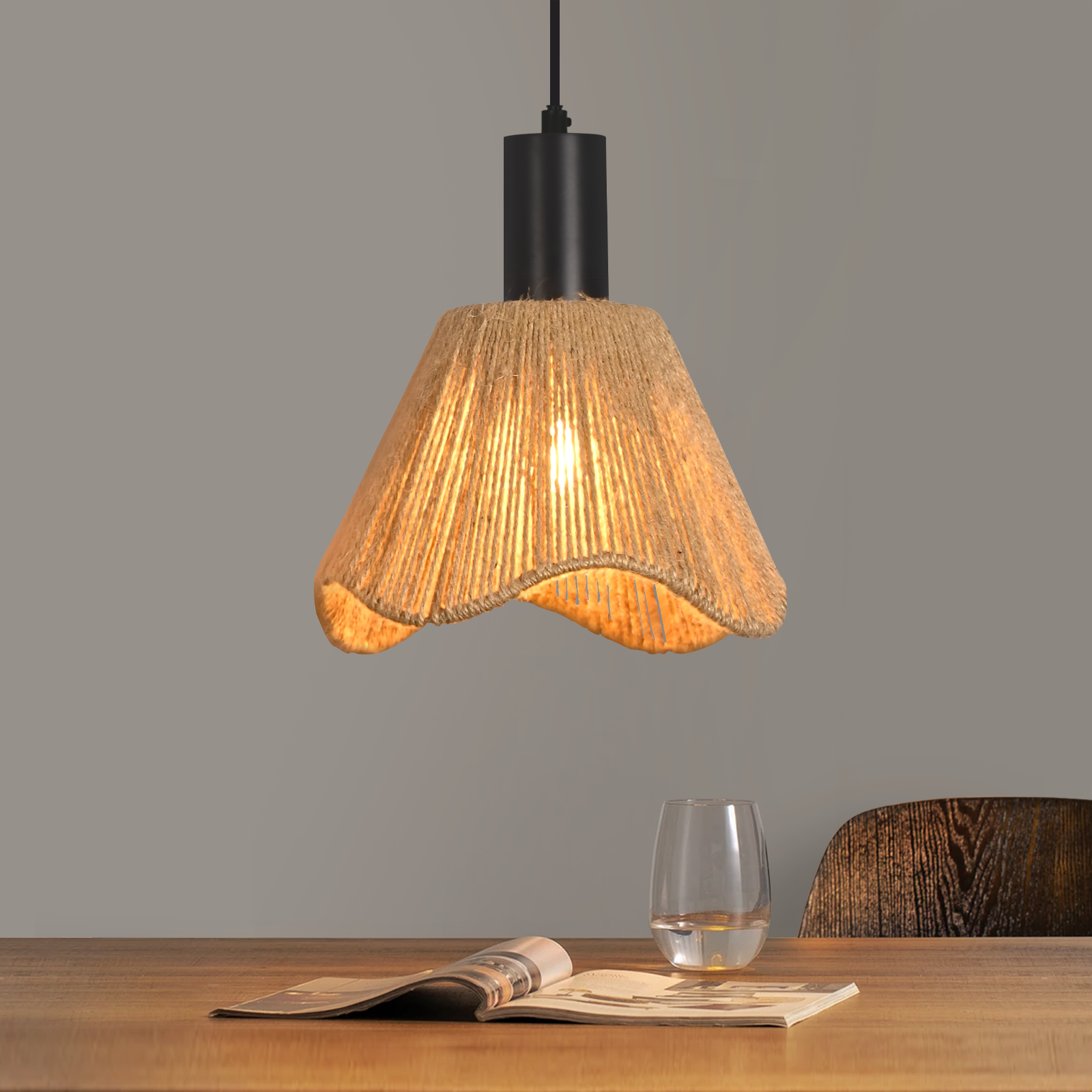 Lampada a sospensione ZMH E27 in stile vintage a 1 luce nera altezza regolabile