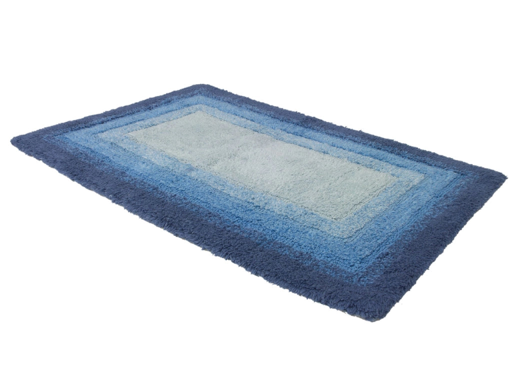 Tappeto Bagno Rettangolare In Spugna Morbida Antiscivolo Degradè Oceano - 55x110 - Oceano