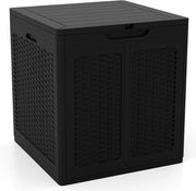 Baule da Giardino 145 L, Baule da Esterno con Coperchio con Coperchio Bloccabile, Contenitore per Cuscini in Plastica, Multibox Impermeabile Esterni, 56X56X61 cm