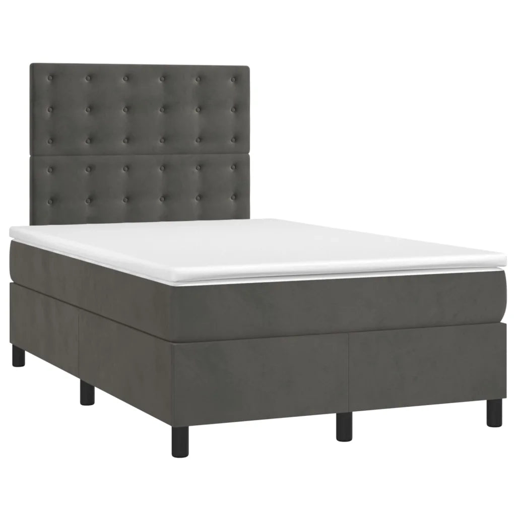 Giroletto a Molle con Materasso Grigio Scuro 120x200 cm Vellutocod mxl 123778