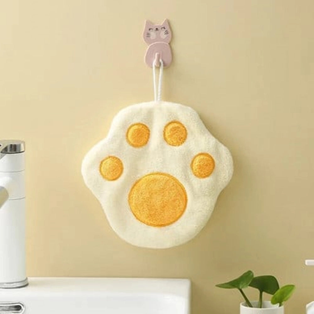 Trade Shop - Asciugamano Morbido Con Impronta Gatto Da Appendere Bagno Bambini Pulizia Casa 10777 -